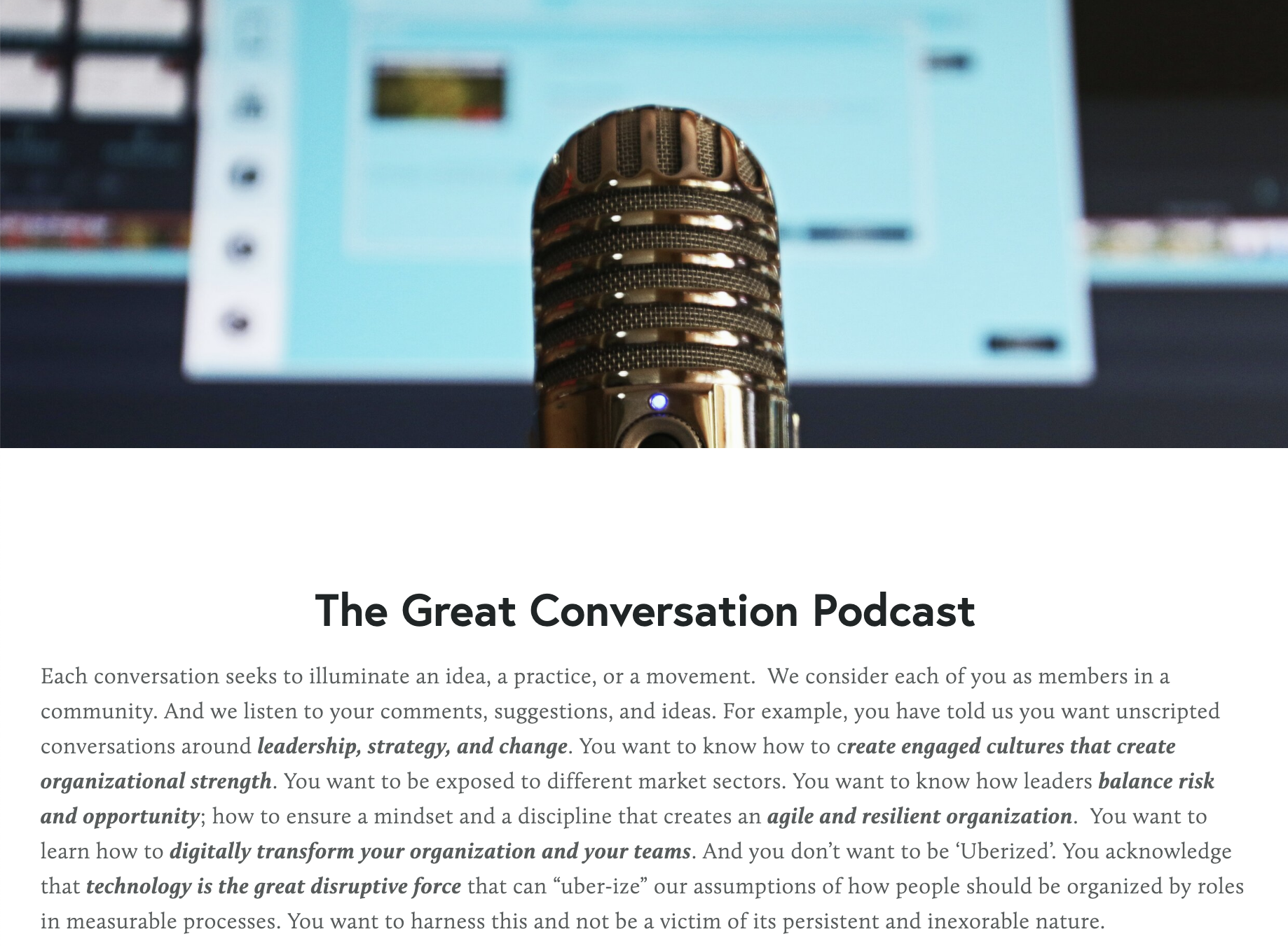 The Great Conversation - Overview